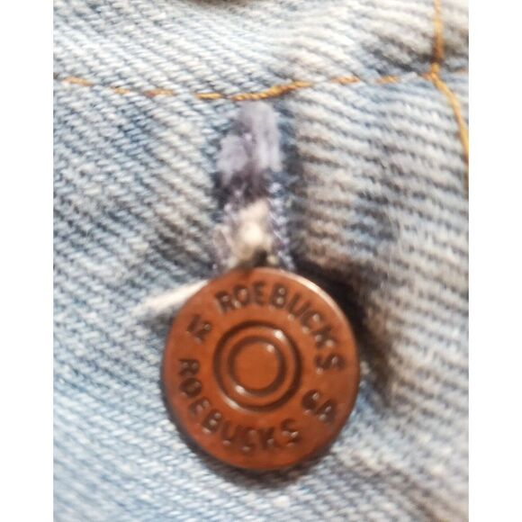VTG Roebucks Jean Jacket 46 REG Denim 80's Light Wash Copper Buttons 100% Cotton - Picture 8 of 9
